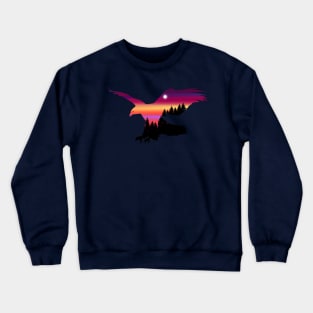 Beautiful Flying Eagle Surreal Sky Silhouette Artwork Crewneck Sweatshirt